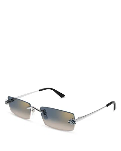 Cartier Rectangular Sunglasses, 55mm In Silver
