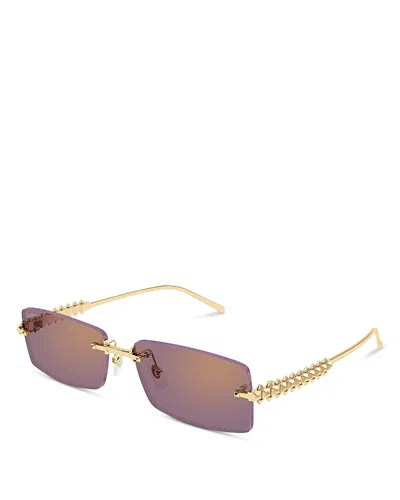 Cartier Rectangular Sunglasses, 57mm In Gold