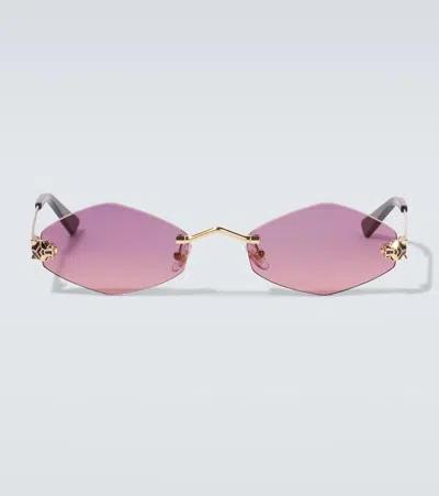 Cartier Rectangular Sunglasses In Gold-gold-violet