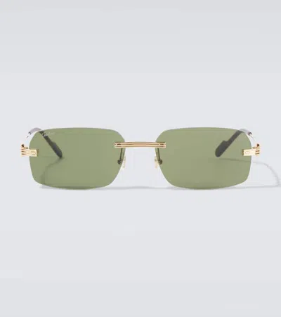 Cartier Rectangular Sunglasses In Gold
