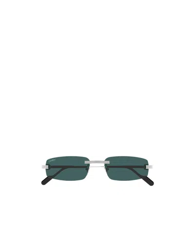 Cartier Rectangular Sunglasses In Green