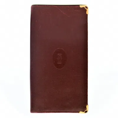 Pre-owned Cartier Red Color Leather Long Bill Wallet (bi-fold) ()