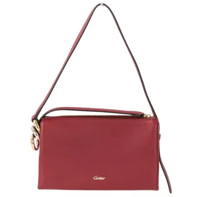 Pre-owned Cartier Red Color Ruby Leather Shoulder Bag ()