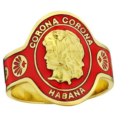 Pre-owned Cartier Red Enamel Gold Modernist Cigar Band Ring
