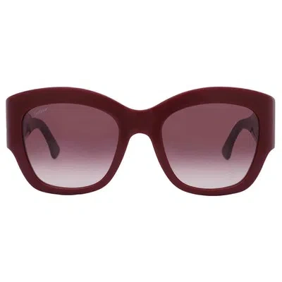 Pre-owned Cartier Red Gradient Butterfly Ladies Sunglasses Ct0304s 003 52 Ct0304s 003 52