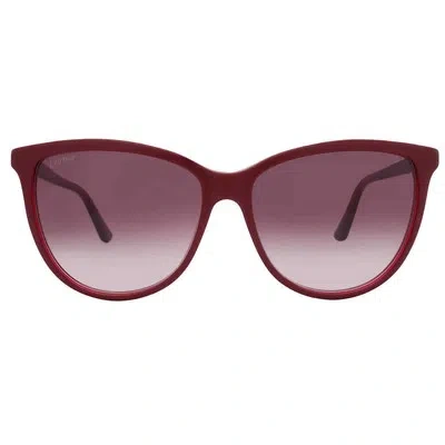 Pre-owned Cartier Red Gradient Cat Eye Ladies Sunglasses Ct0186s 003 56 Ct0186s 003 56