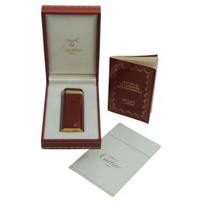 Pre-owned Cartier Red Lacquer 18ct Gold Plated Trinity Cigarette Lighter With Box