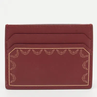 Pre-owned Cartier Red Leather Card Holder