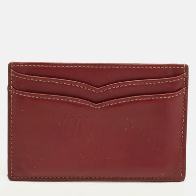 Pre-owned Cartier Red Leather Card Holder