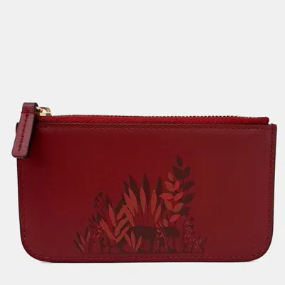 Pre-owned Cartier Red Leather Card Wallet