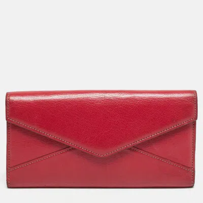 Pre-owned Cartier Red Leather Continental Wallet