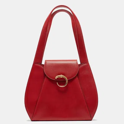 Pre-owned Cartier Red Leather Panthere Shoulder Bag