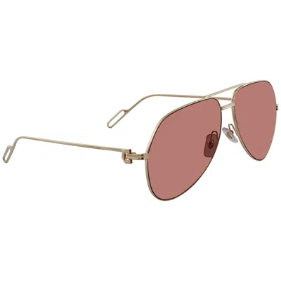Cartier Red Pilot Unisex Sunglasses Ct0110s 010 62 In Gold