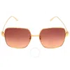 Cartier Red Rectangular Ladies Sunglasses Ct0321sa 003 59 In Gold Tone