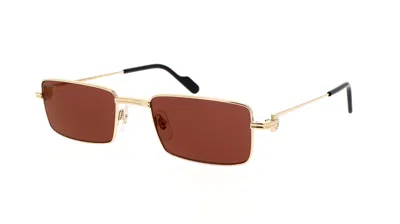 Cartier Red Rectangular Ladies Sunglasses Ct0501s 006 54 In Brown