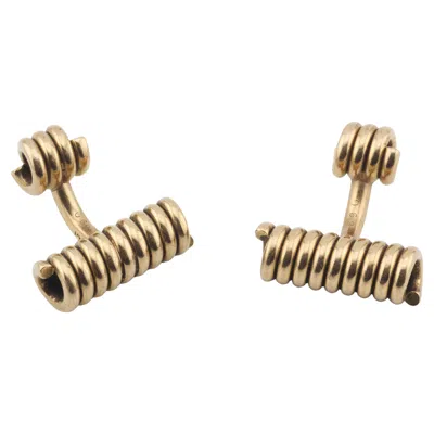 Pre-owned Cartier Retro 14k Gold Spiral Spring Cufflinks In Multi