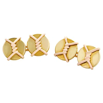 Pre-owned Cartier Retro Gold Cufflinks By  In Multi
