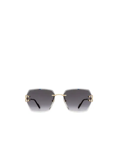Cartier Rimless Geometric Sunglasses In Gray