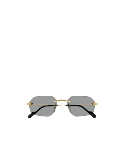 Cartier Rimless Geometric-frame Sunglasses In Gold