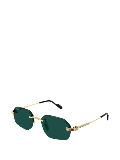 Cartier Rimless Geometric-frame Sunglasses In Gold