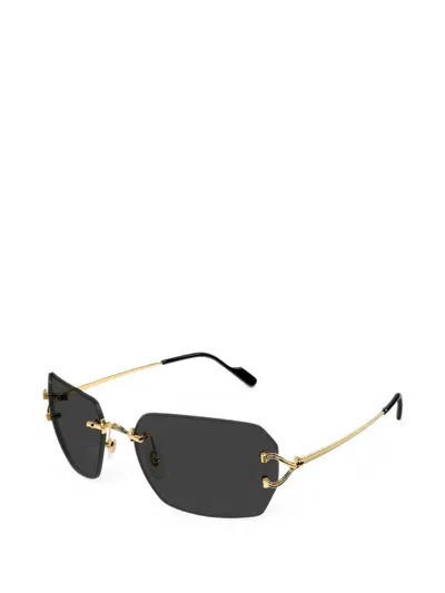Cartier Rimless Geometric-frame Sunglasses In Gold