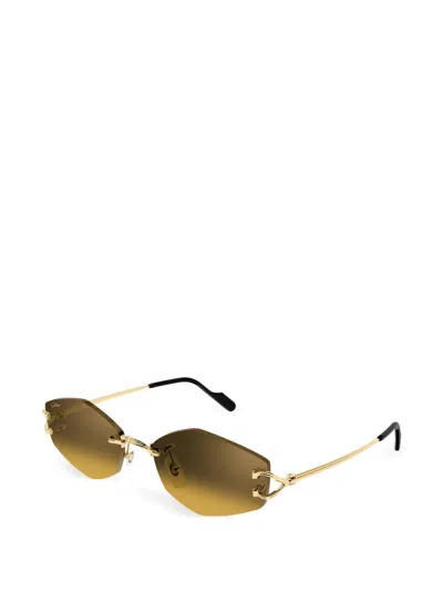 Cartier Rimless Geometric-frame Sunglasses In Green