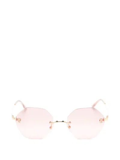 Cartier Rimless Geometric-frame Sunglasses In Pink