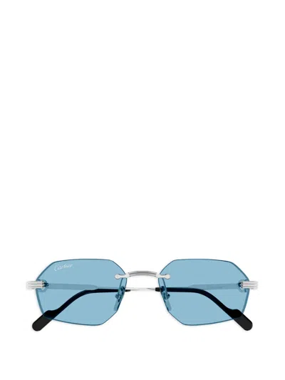 Cartier Rimless Geometric-frame Sunglasses In Silver
