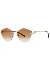 Cartier Rimless Hexagon-frame Sunglasses In Gold