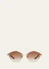 Cartier Rimless Metal Alloy Butterfly Sunglasses In 002 Smooth Golden