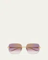 Cartier 55mm Gradient Rimless Rectangular Sunglasses In Gold