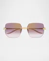 Cartier 55mm Gradient Rimless Rectangular Sunglasses In Gold