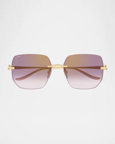 CARTIER RIMLESS METAL BUTTERFLY SUNGLASSES