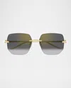 Cartier Rimless Metal Butterfly Sunglasses In Gray