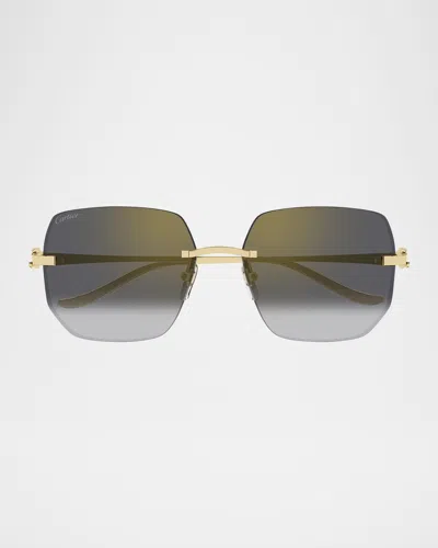 Cartier Rimless Metal Butterfly Sunglasses In Gray