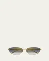 Cartier Rimless Metal Cat-eye Sunglasses In Gold/grey