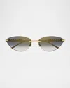 Cartier 58mm Gradient Rimless Oval Sunglasses In Gold/grey