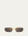 Cartier Rimless Metal Cat-eye Sunglasses In Smooth Golden Finish
