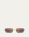 Cartier Rimless Metal Cat-eye Sunglasses In Smooth Platinum Finish