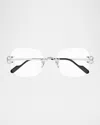 Cartier Rimless Metal Optical Glasses In Smooth Platinum Finish