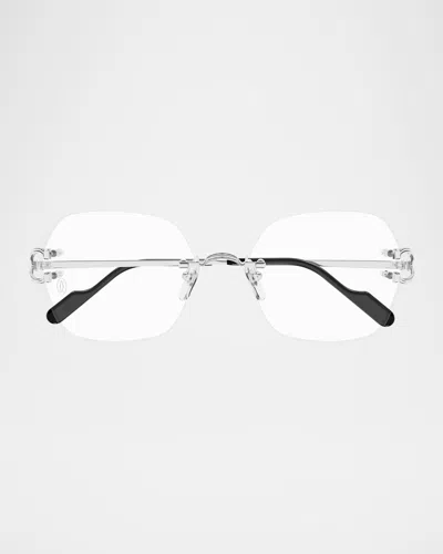 Cartier Rimless Metal Optical Glasses In Smooth Platinum Finish