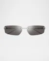 Cartier Rimless Metal Rectangle Sunglasses