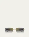 Cartier 58mm Rimless Rectangular Sunglasses In Gold