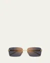 Cartier Rimless Metal Rectangle Sunglasses In Gold