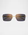 Cartier Rimless Metal Rectangle Sunglasses In Multi