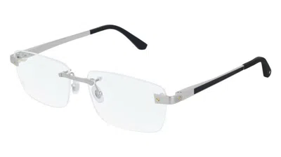 Pre-owned Cartier Rimless Metal Silver 57-16-145mm Unisex Eyewear Ct0201o 003 In Clear