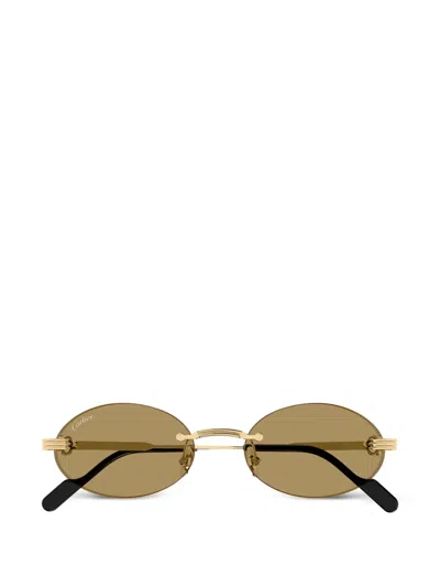 Cartier Rimless Oval-frame Sunglasses In Gold