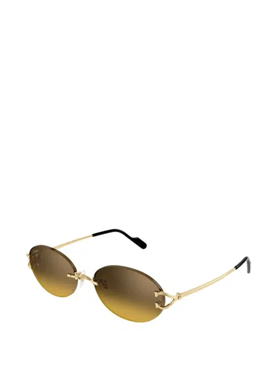 Cartier Rimless Oval-frame Sunglasses In Gold