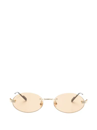 Cartier Rimless Oval-frame Sunglasses In Gold