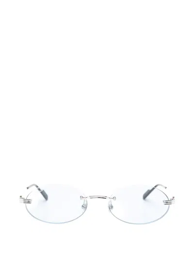 Cartier Rimless Oval-frame Sunglasses In Gray